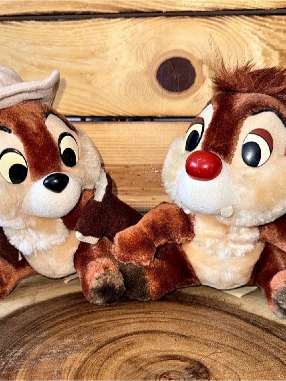 Vtg Disney Chip and Dale Plush Toy Set Brown & Cream
